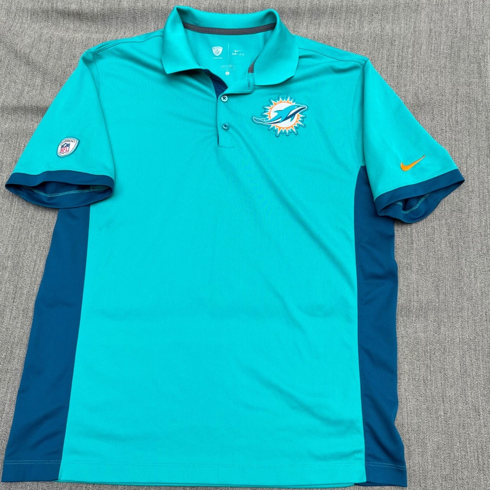 Nike NFL Miami Dolphins Dri-FIT Training Polo Shirt Teal Mens Large 657560-311